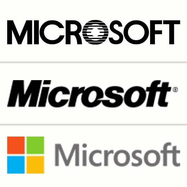 Auch das Logo von Microsoft hat seit 1975 diverse Stationen durchlaufen. Heute kennt das Design dank der Windowsfarben dagegen nahezu jedes Kind.