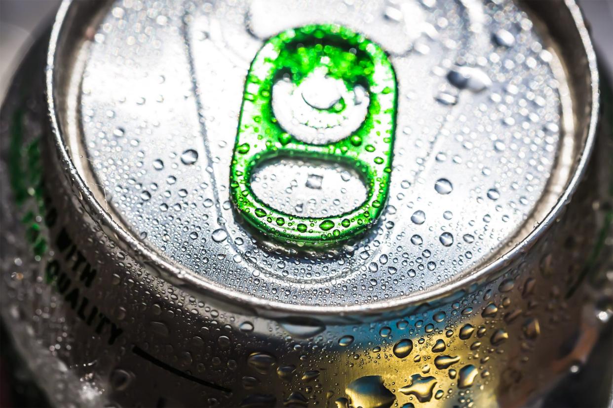 Closeup of soda can