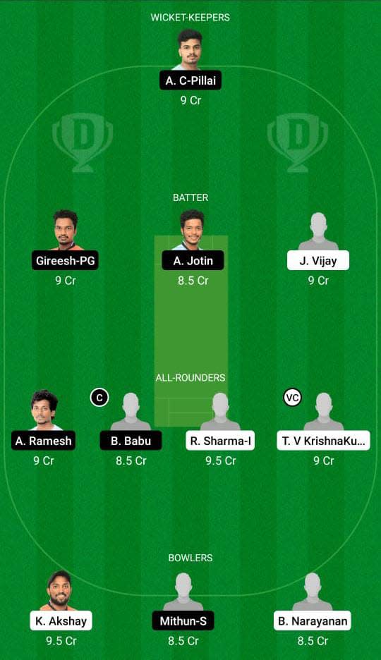 KDC vs ALC Dream11 Prediction Fantasy Cricket Tips Dream11 Team Kerala Club Championship 