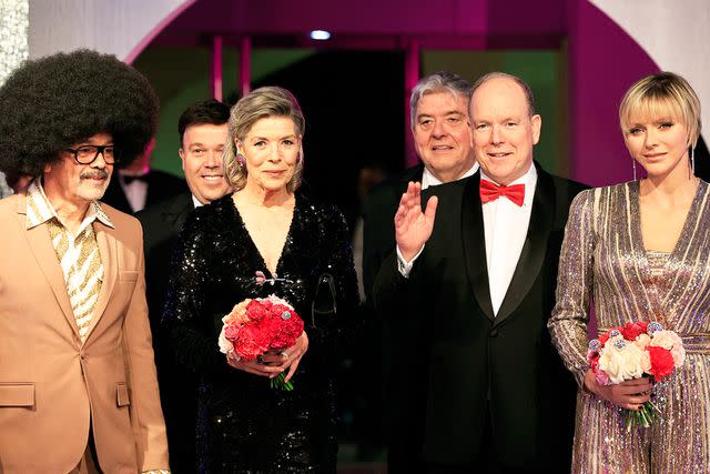 <p>VALERY HACHE/AFP via Getty</p> Christian Louboutin, Princess Caroline, Prince Albert and Princess Charlene at the "Bal de la Rose" (Rose Ball) event in Monaco, on March 23, 2024.