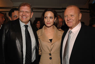 Director Robert Zemeckis , Angelina Jolie and Anthony Hopkins at the Westwood premiere of Paramount Pictures' Beowulf