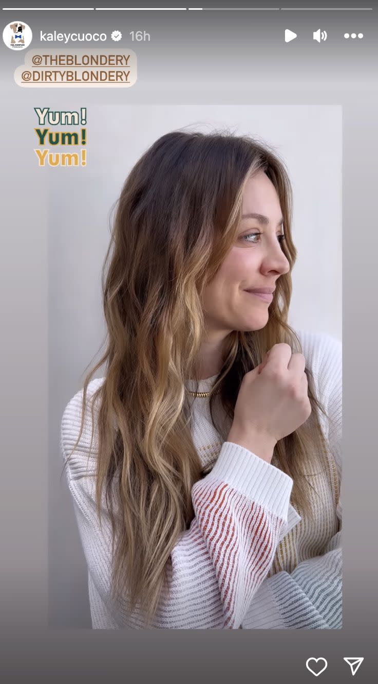 Kaley Cuoco shares a hair update on Instagram