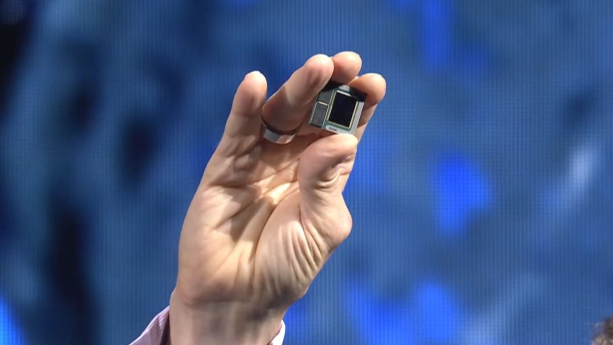  Intel Lunar Lake CPU held by CEO Patrick P. Gelsinger. 