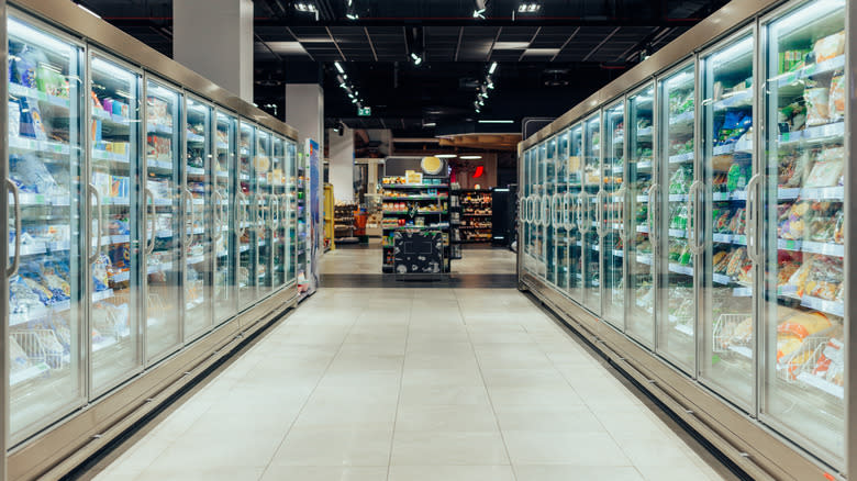 woman in freezer section