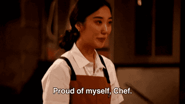 A chef saying they are proud of themselves