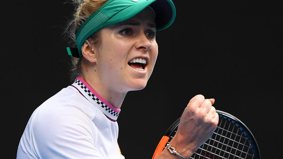 Elina Svitolina celebrates. (Photo by Quinn Rooney/Getty Images)