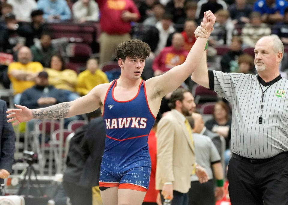Dylan Newsome of Hartley won the 175-pound title in Division II.