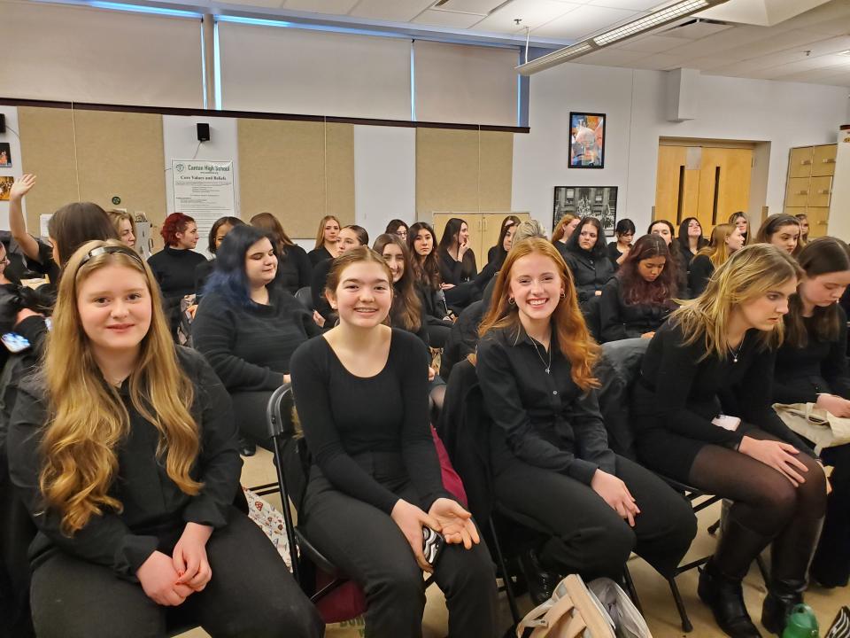 Samantha Boragine (center) seen here at a district audition with the Massachusetts Music Educators Association (MMEA) in January 2024, auditioning to perform at Boston Symphony Hall.