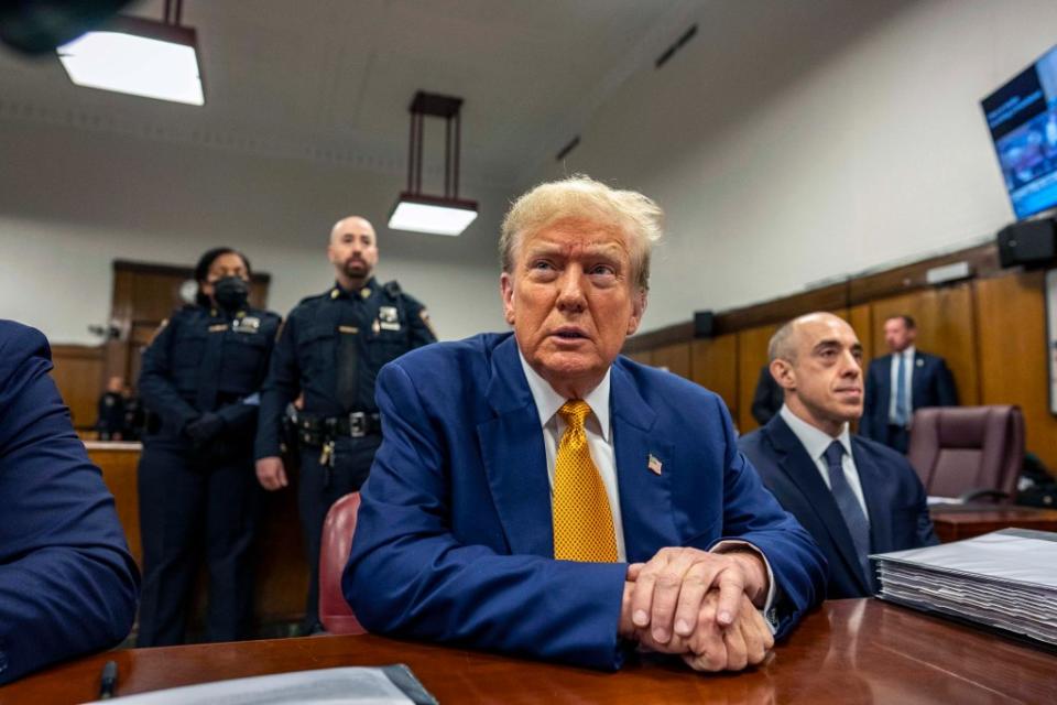 “Trump appears to be sleeping,” Maggie Haberman reported on Day 1 of the trial. Getty Images