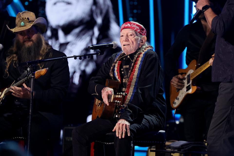 Willie Nelson performs during the Rock & Roll Hall Of Fame Induction Ceremony.