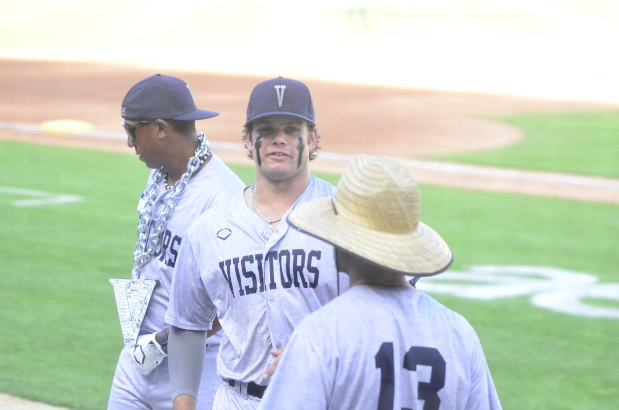 Max Fries, former Earlham College baseball player, makes his Indianapolis debut for The Visitors, the developmental team of the Savannah Bananas at Victory Field, Thursday, June 27. Fries was signed by the organization earlier in the month.