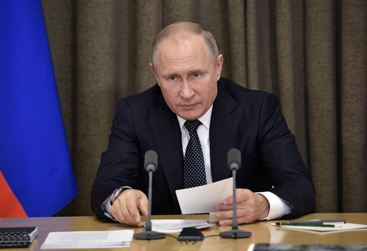 <em>Vladimir Putin would have the power to launch nuclear strikes first according to plans to change the law in Russia (Picture: Alexei Nikolsky, Sputnik, Kremlin Pool Photo via AP)</em>