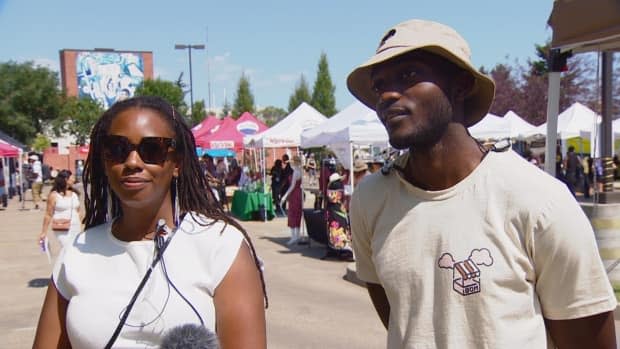 Rochelle Ignacio and Ivan Touko are co-founders of the volunteer-run Black-Owned Market Edmonton. (Manuel Carrillos Avalos/CBC - image credit)
