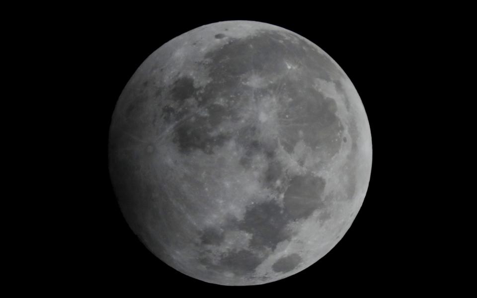 January's Wolf Moon pictured during the penumbral lunar eclipse - REX