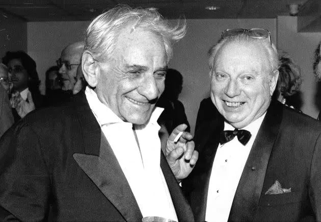 Leonard Bernstein with Isaac Stern backstage at Carnegie Hall in an undated photo. (Photo: New York Daily News Archive via Getty Images)