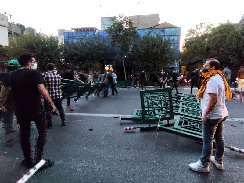 FILE PHOTO: Protest over the death of Mahsa Amini, a woman who died after being arrested by the Islamic republic's "morality police", in Tehran