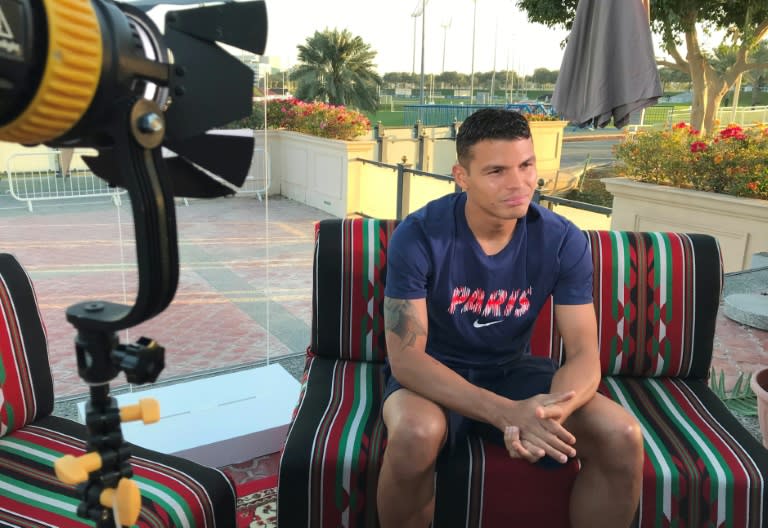 Paris Saint Germain's Brazilian defender Thiago Silva says at 34 he's enjoying his football