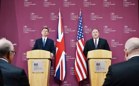 Mike Pompeo is in London for talks with British officials on the status of the special relationship between the two nations - Credit: Mandel Ngan/Pool via AP