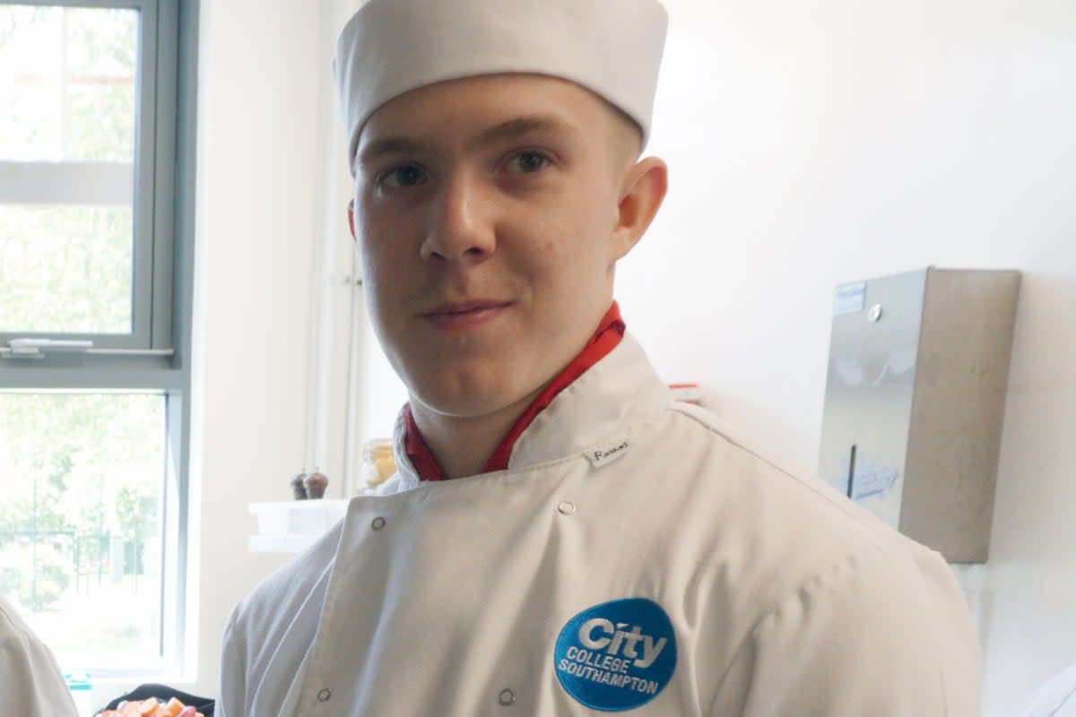 Trainee chef Joe Abbess in the kitchen at City College Southampton, where he was studying hospitality  (City College Southampton)