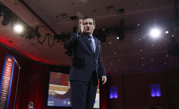 Texas Senator Ted Cruz speaks at the Conservative Political Action Conference (CPAC) at National Harbor in Maryland February 26, 2015. (Kevin Lamarque/REUTERS) 