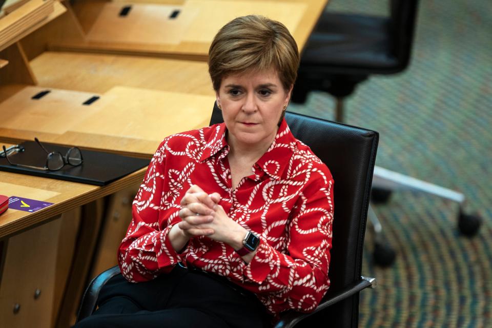 <p>Nicola Sturgeon announced the delayed lockdown liftingfor Glasgow at the Scottish Parliament in Edinburgh</p> (PA)