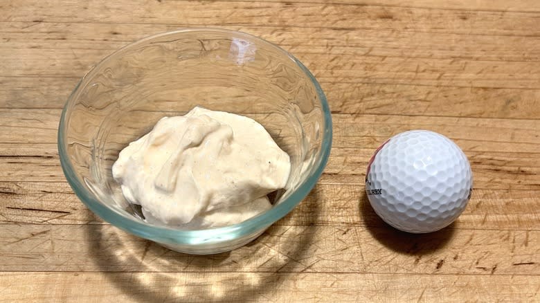 Yogurt and golf ball