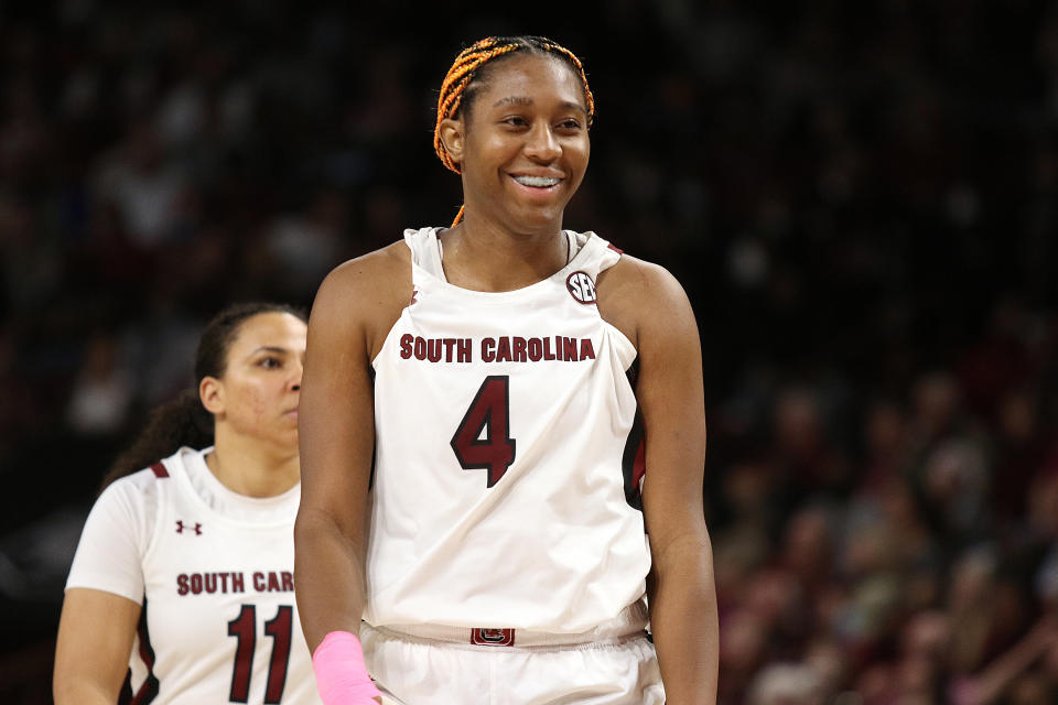 South Carolina forward Aliyah Boston leads the top-seeded Gamecocks into the women's NCAA tournament  as a National Player of the Year candidate. (John Byrum/Icon Sportswire via Getty Images)