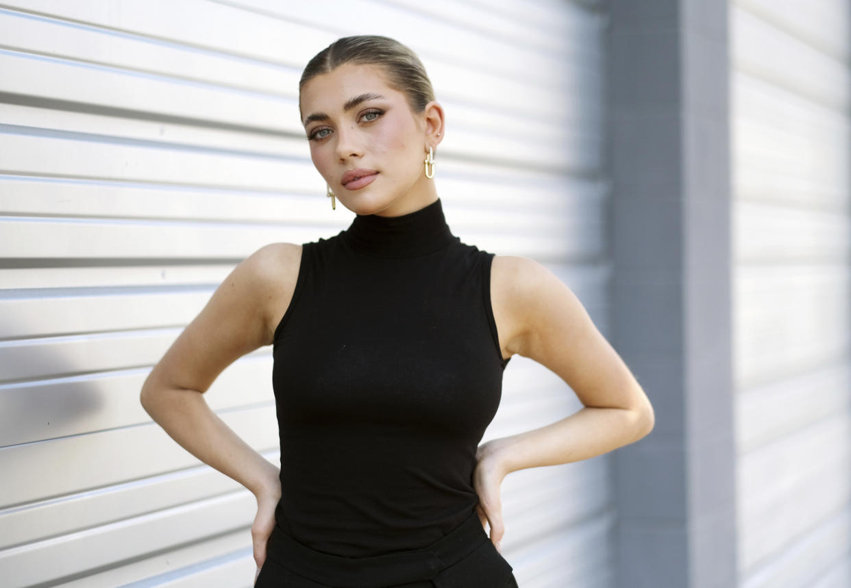 Social media influencer, model and actress Amelie Zilber poses for a portrait, Thursday, Aug. 25, 2022, in Los Angeles. (AP Photo/Chris Pizzello)