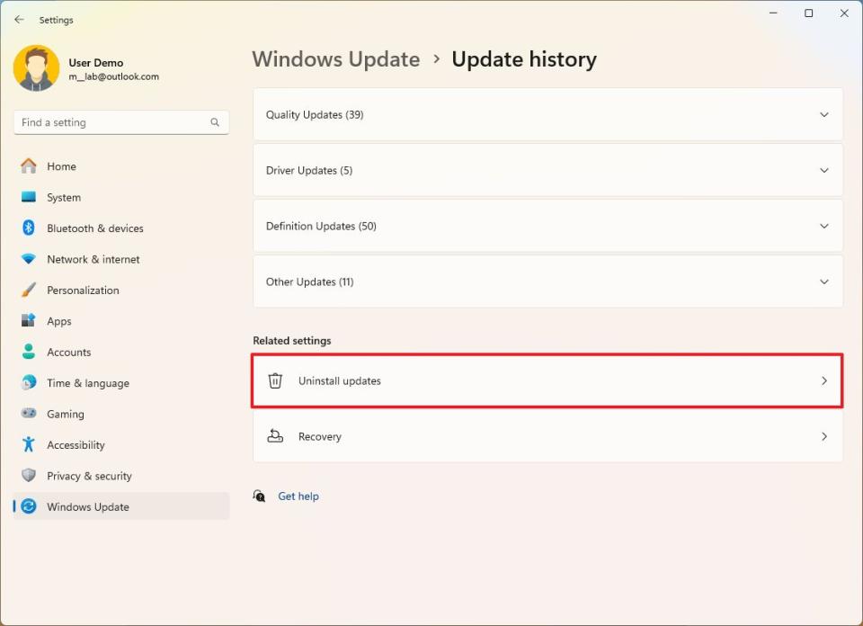 Windows 11 uninstall updates