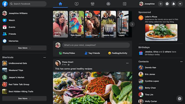 Facebook dark mode