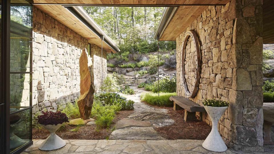 stone path and entryway