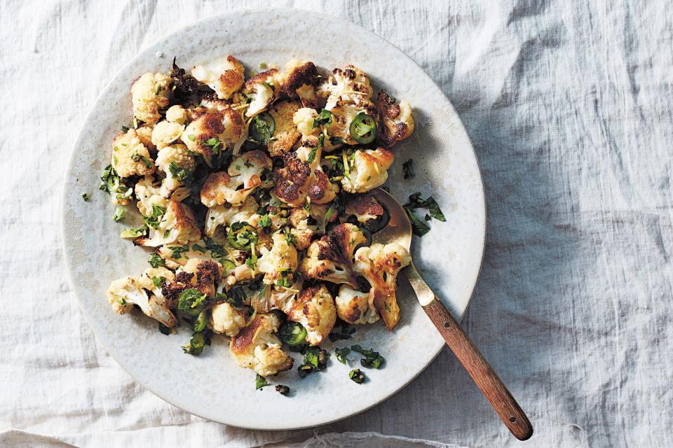 Roasted Cauliflower with Lemon Zest, Parsley, Capers, and Jalapeño