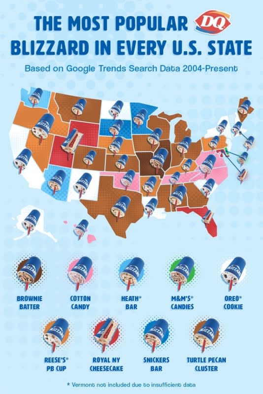 Most popular Dairy Queen Blizzard in each state.<p>Grand Canyon University</p>