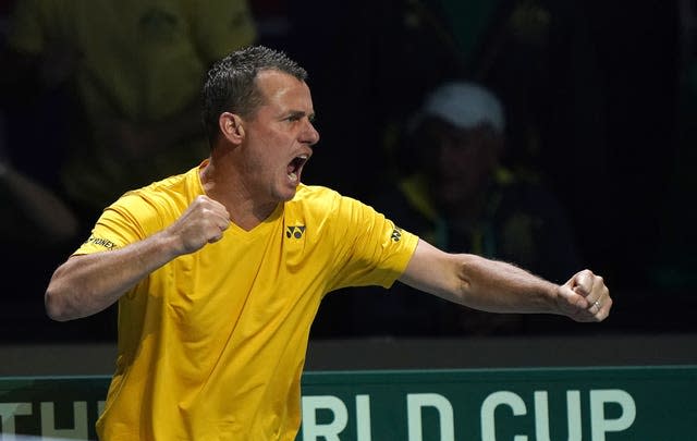 Australia captain Lleyton Hewitt celebrates