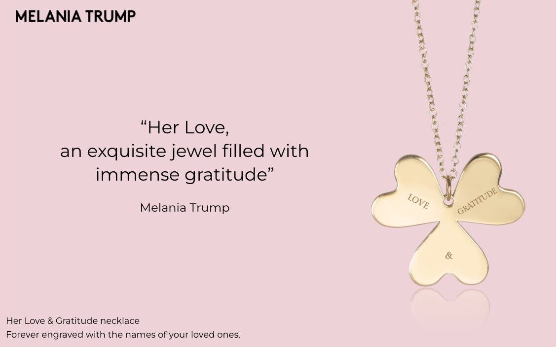 Melania Trump's 'Her Love & Gratitude' necklaces are on sale