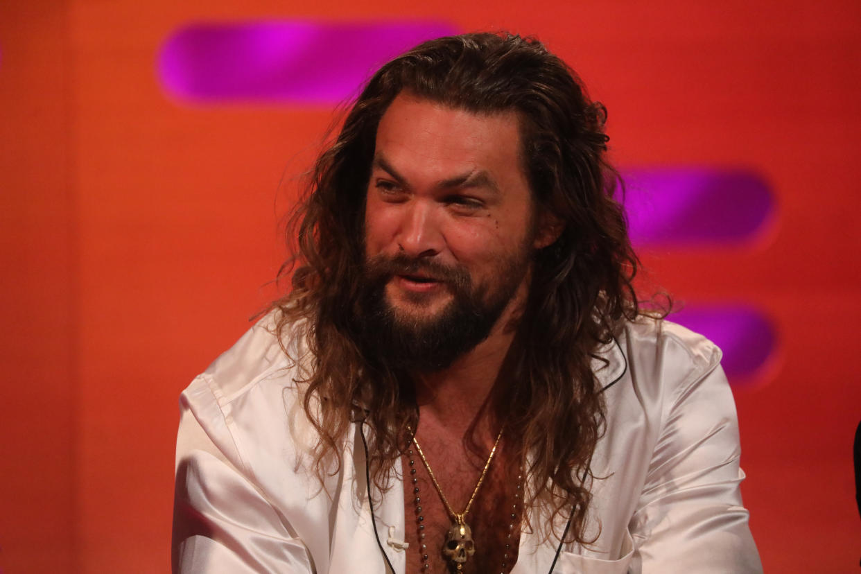 Jason Momoa during the filming for the Graham Norton Show at BBC Studioworks 6 Television Centre, Wood Lane, London, to be aired on BBC One on Friday evening.