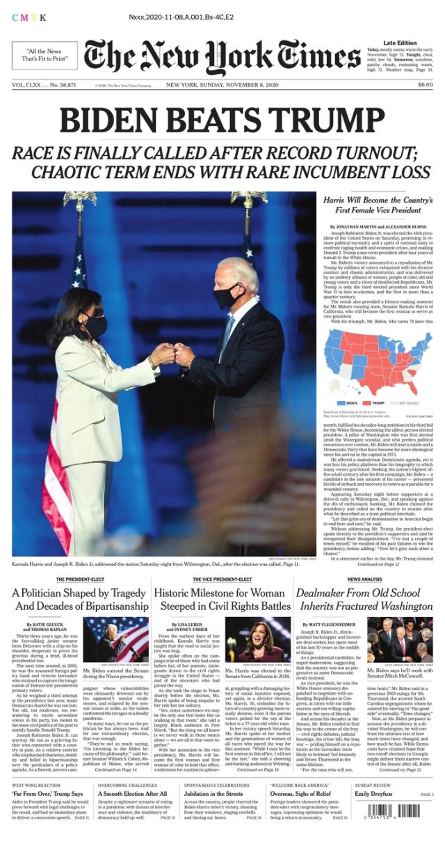 How newspapers around the country covered Biden's win