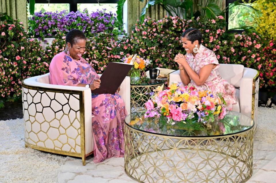 (Left to right) Guest Shamayim Harris and host Tamron Hall on the “Tamron Hall Show” on May 10, 2024. The Tamron Hall Show airs weekdays in syndication on ABC. (Photo: Disney/Jeff Neira)