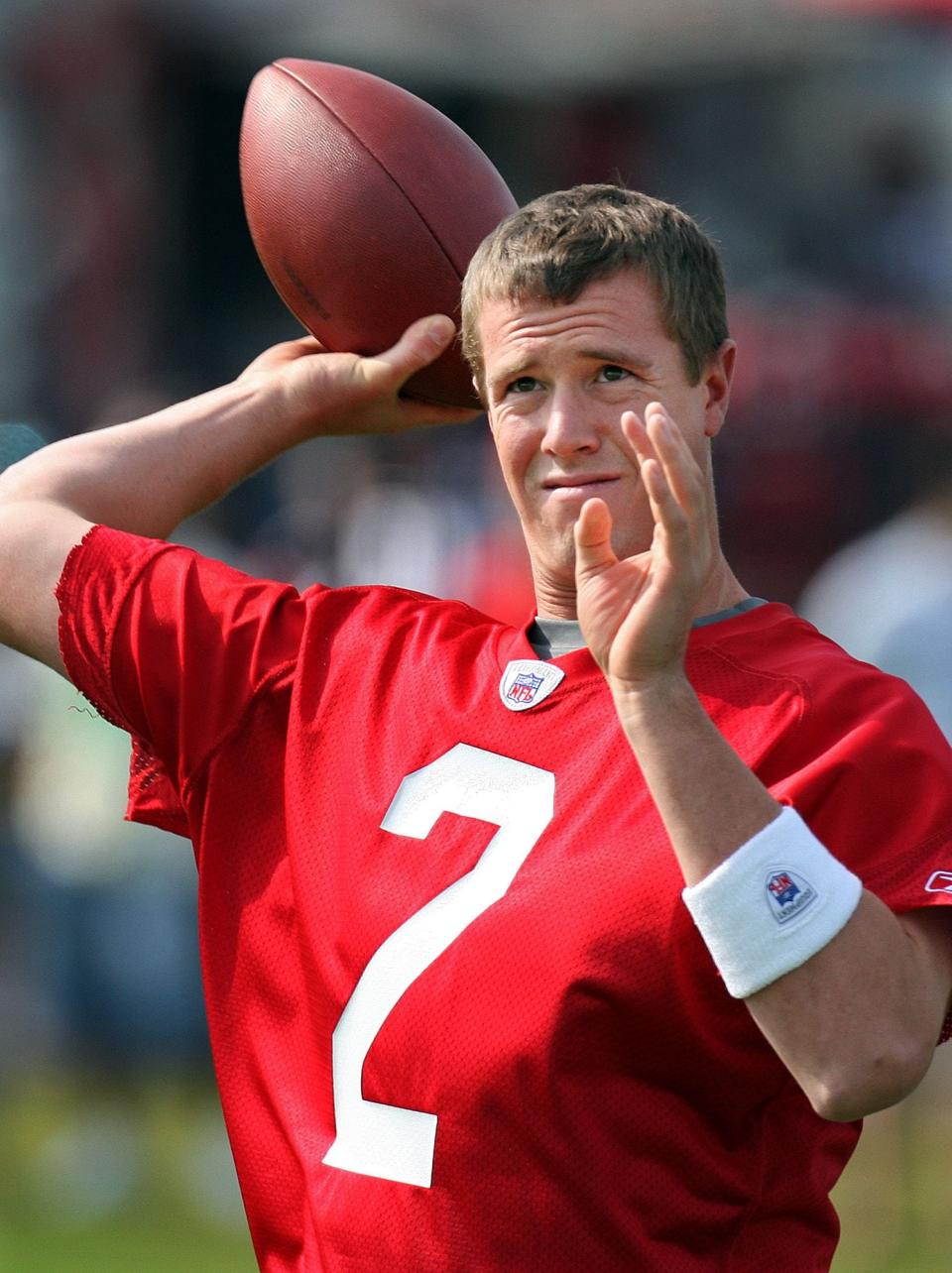<p>The Falcons quarterback of the future Matt Ryan loosens up for morning practice as he takes the field for the first time during the Falcons minicamp in Flowery Branch, Saturday, May 10, 2008. Curtis Compton / AJC</p>