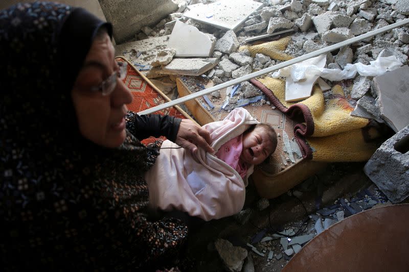 Site of an Israeli strike on a house, amid the ongoing conflict between Israel and the Palestinian Islamist group Hamas, in Rafah, in the southern Gaza Strip