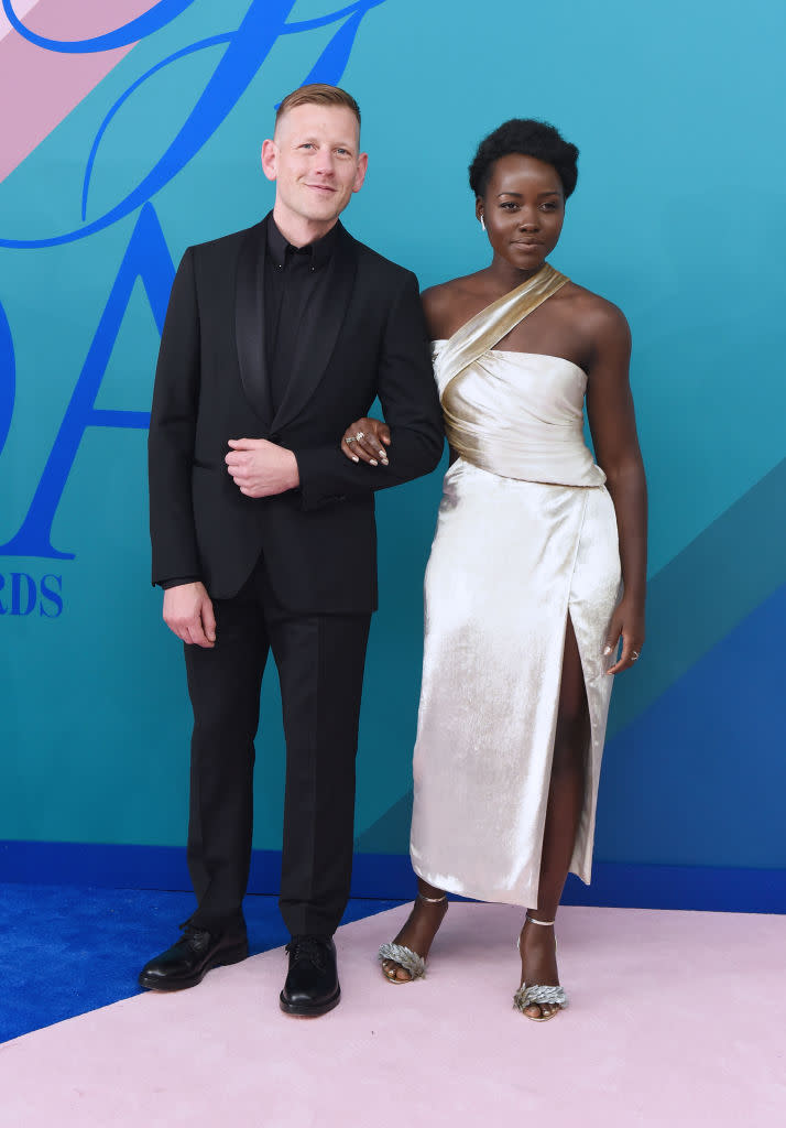 Lupita Nyong’o in Jason Wu, with footwear and accessories designer Paul Andrew