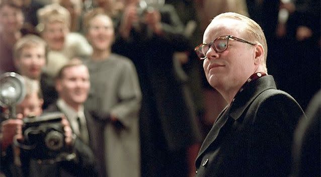 Hoffman as Truman Capote in the 2005 film <i>Capote</i>, for which he won his Oscar. Photo: Supplied.