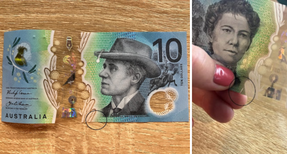 Torn $10 note