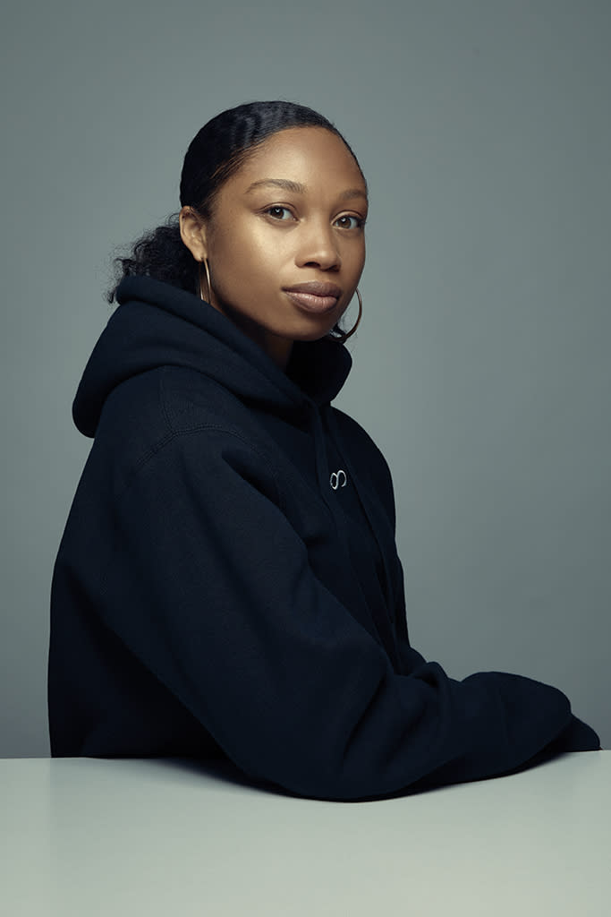 “I didn’t have shoes to run in at the Olympics. My brother said, ‘What if we did this ourselves?’ I looked at him like he was absolutely crazy. But the more I sat with it, I was so exhausted of asking for change,” said Felix on deciding to launch her brand Saysh instead of finding another major athletic sponsor. - Credit: Justin Bettman