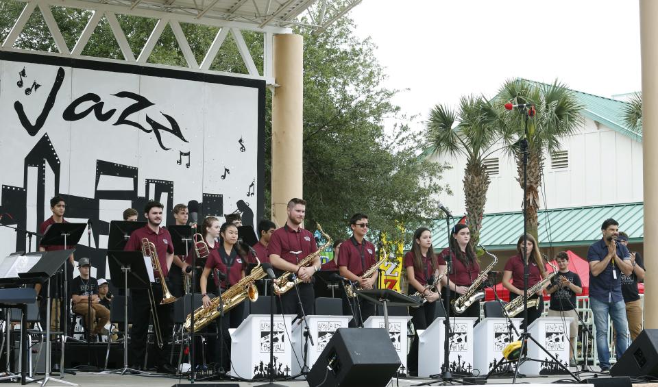 Student musicians in the Marjory Stoneman Douglas High School Jazz Band perform in the 2018 edition of the Lakeside Jazz Festival in Port Orange. The free event returns on Friday and Saturday at City Center in Port Orange.