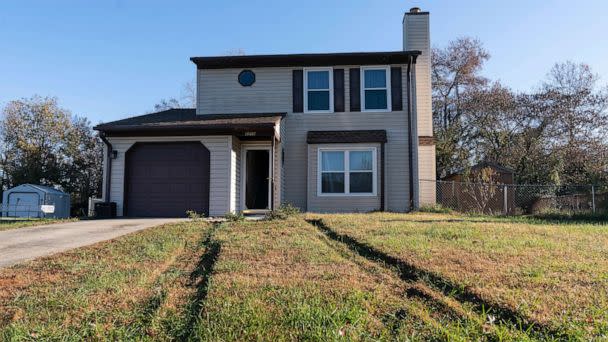 PHOTO: Police left tire tracks in the front lawn after they served a search warrant at home of the suspected shooter of a mass shooting at a Walmart, Wednesday, Nov. 23, 2022, in Chesapeake, Va. (Alex Brandon/AP)