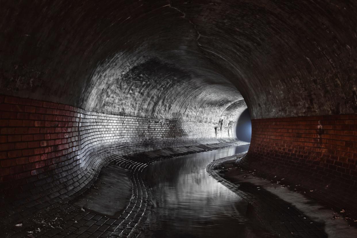 An underground sewer system.