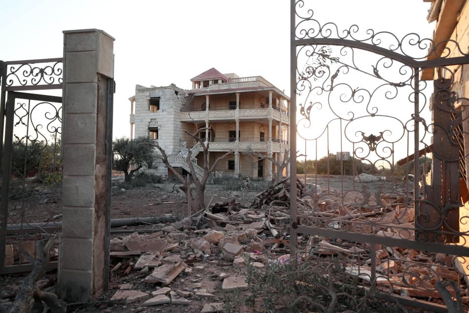 A heavily damaged building following airstrikes and shelling on the town of Binnish in Syria's rebel-controlled northwestern Idlib province on August 3, 2020AFP via Getty Images