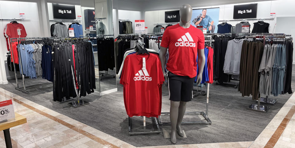The men's big and tall active area at Penney's Willowbrook, N.J. store.