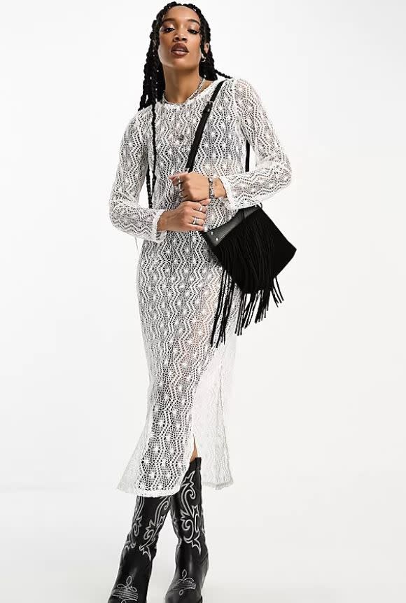 white crochet dress asos 
